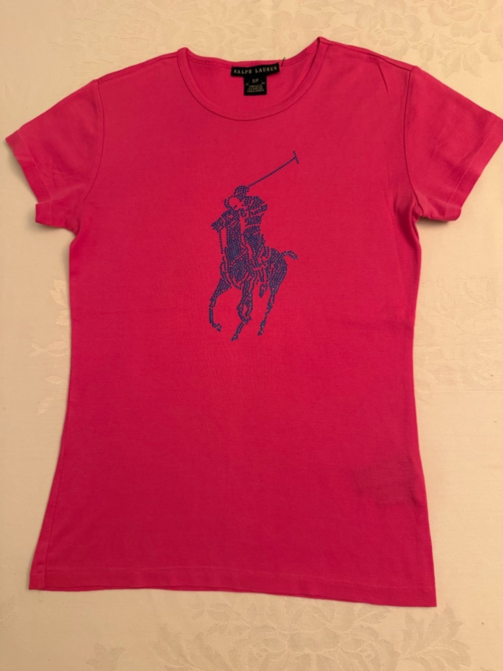 Ralph Lauren Hot Pink Short Sleeve Tee with Blue Polo Player
